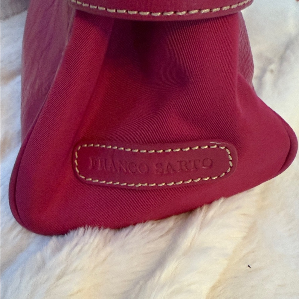 Pink Leather Shoulder Bag with Buckles - Picture 12 of 14